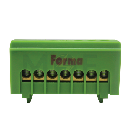 Forma Busbar brass bar with box 7way 16mm GREEN | FO 01BC507G BBT-1-7