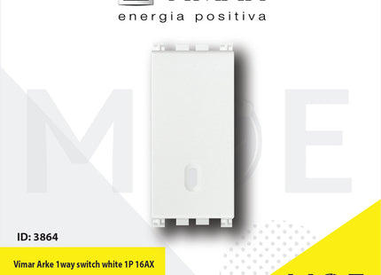 Vimar Arke 1way switch white 1P 16AX | 19001.B | مفتاح مفرد ابيض