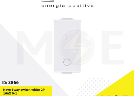 Vimar Neve 1way switch white 2P 16AX 0-1 | 9015 | مفتاح مفرد خطين ابيض