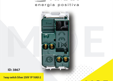 Vimar Plana 1way switch Silver 250V 1P 10AX | 14000.SL | مفتاح مفرد فضي