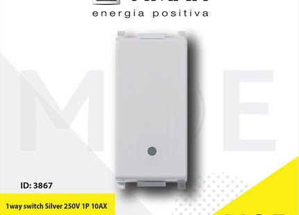 Vimar Plana 1way switch Silver 250V 1P 10AX | 14000.SL | مفتاح مفرد فضي