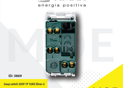 Vimar Plana 2way switch 250V 1P 10AX Silver | 14004.SL | مفتاح دركسيون فضي