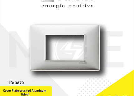 Vimar Plana Cover Plate brushed Aluminum 3module | 14653.81 | بلاك معدن المنيوم