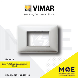 Vimar Plana Cover Plate brushed Aluminum 3module | 14653.81 | بلاك معدن المنيوم