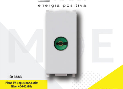 Vimar Plana TV Single Connection Socket Outlet Silver 40-862MHz | 14313.SL | بريز تلفزيون فضي