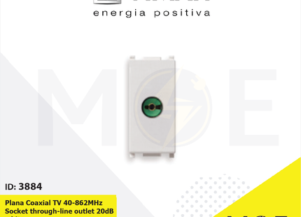 Vimar Plana Coaxial TV 40-862MHz Socket through-line outlet 20dB white | 14314 | بريز تلفزيون ابيض