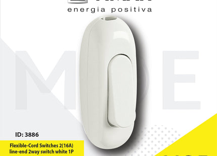Vimar Flexible Cord Switch 2( 16A ) line end 2way switch white 1P | 00113.B | بوار بلوطة دوبل دركسيون