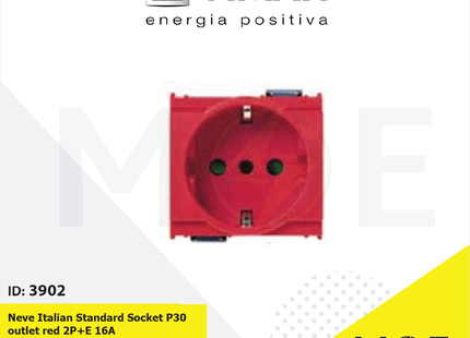 Vimar Neve Italian Standard Socket P30 outlet red 2P+E 16A | 09209.R | بريز شوكو ايطالي احمر