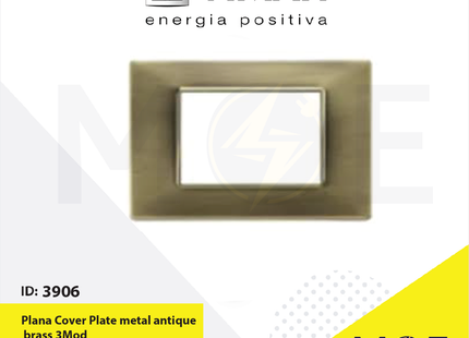 Vimar Plana Cover Plate metal antique brass 3module | 14653.76 | بلاك معدن نحاسي