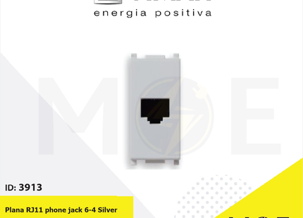 Vimar Plana Telephone Socket | RJ11 phone jack 6/4 Silver | 14320.SL | بريز تلفون فضي