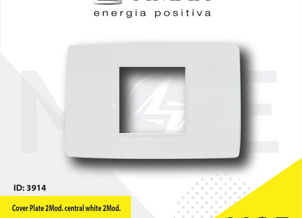Vimar Neve Cover Plate 2module central White 2module | 9647.01 | بلاك بلاستيك ابيض