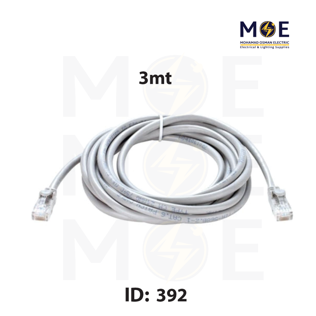 Pluscom CAT6E UTP 4Pair Patch Cord Cable 3mt | وصلة باتش كورد