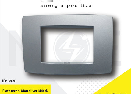 Vimar Neve Plate technopolymer Matt Silver 3module | 9653.11 | بلاك بلاستيك فضي