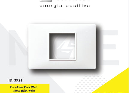 Vimar Plana Cover Plate 2module cental technopolymer White | 14652.01 | بلاك بلاستيك ابيض