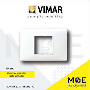 Vimar Plana Cover Plate 2module cental technopolymer White | 14652.01 | بلاك بلاستيك ابيض
