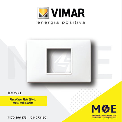 Vimar Plana Cover Plate 2module cental technopolymer White | 14652.01