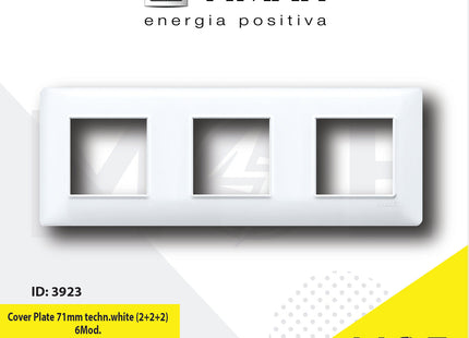 Vimar Plana Cover Plate 71mm technopolymer White ( 2+2+2 ) 6module | 14644.01 | بلاك بلاستيك ابيض