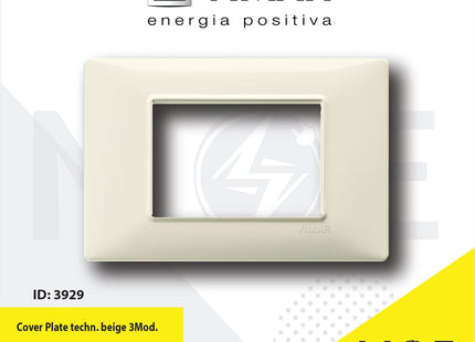 Vimar Plana Cover Plate technopolymer Beige 3module | 14653.03 | بلاك بلاستيك بيج