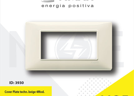 Vimar Plana Cover Plate technopolymer Beige 4module | 14654.03 | بلاك بلاستيك بيج