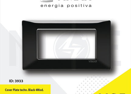 Vimar Plana Cover Plate technopolymer Black 4module | 14654.05 | بلاك بلاستيك اسود