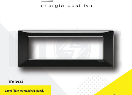 Vimar Plana Cover Plate technopolymer Black 7module | 14657.05 | بلاك بلاستيك اسود