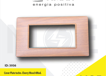 Vimar Plana Cover Plate technopolymer Cherry Wood 4module | E14654.03CP186M | بلاك بلاستيك خشب كرز