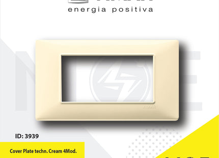Vimar Plana Cover Plate technopolymer Cream 4module | 14654.04 | بلاك بلاستيك كريم