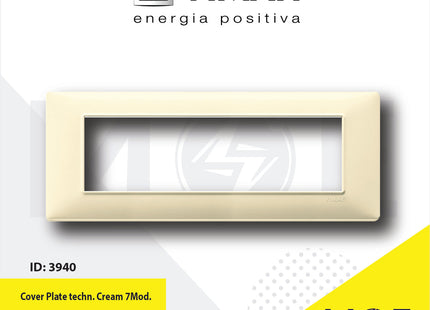 Vimar Plana Cover Plate technopolymer Cream 7module | 14657.04 | بلاك بلاستيك كريم