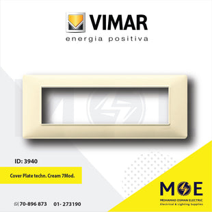 Vimar Plana Cover Plate technopolymer Cream 7module | 14657.04 | بلاك بلاستيك كريم