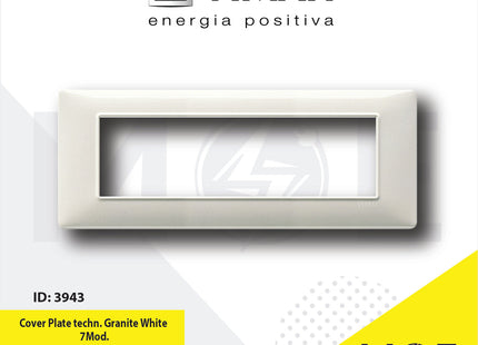 Vimar Plana Cover Plate technopolymer Granite White 7module | 14657.06 | بلاك بلاستيك غرانيت ابيض