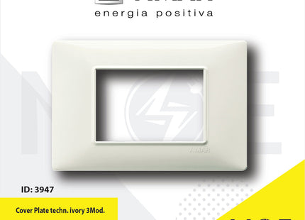 Vimar Plana Cover Plate technopolymer Ivory 3module | 14653.02 | بلاك بلاستيك عاجي