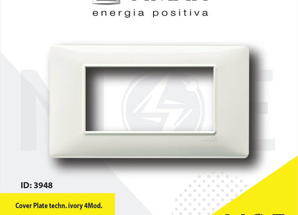 Vimar Plana Cover Plate technopolymer Ivory 4module | 14654.02 | بلاك بلاستيك عاجي