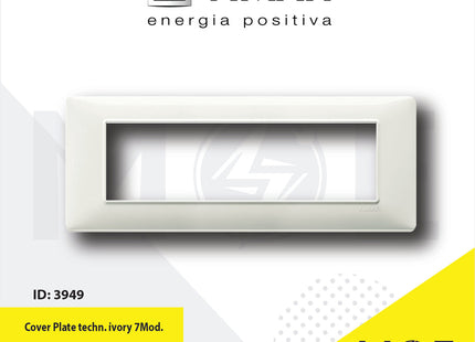 Vimar Plana Cover Plate technopolymer Ivory 7module | 14657.02 | بلاك بلاستيك عاجي