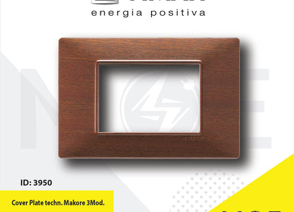 Vimar Plana Cover Plate technopolymer Makore 3module | 14653.33 | بلاك بلاستيك كرزي غامق