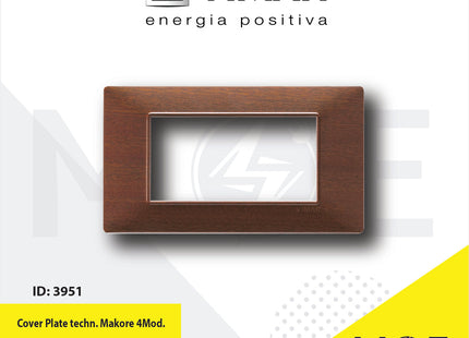 Vimar Plana Cover Plate technopolymer Makore 4module | 14654.33 | بلاك بلاستيك كرزي غامق