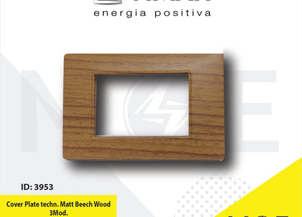 Vimar Plana Cover Plate technopolymer Matt Beech Wood 3module | E14653.08CP163M | بلاك بلاستيك زان ناشف