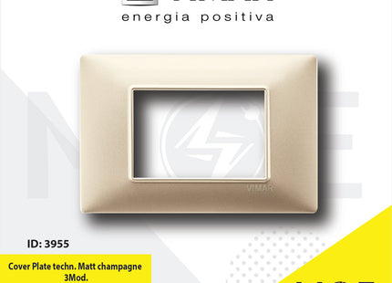 Vimar Plana Cover Plate technopolymer Matt Champagne 3module | 14653.22 | بلاك بلاستيك شمباني ناشف