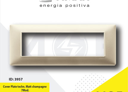 Vimar Plana Cover Plate technopolymer Matt Champagne 7module | 14657.22 | بلاك بلاستيك شمباني ناشف