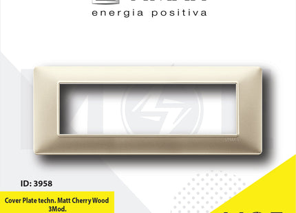 Vimar Plana Cover Plate technopolymer Matt Cherry Wood 3module | E14653.06CP185M | بلاك بلاستيك لون خشب كرز ناشف