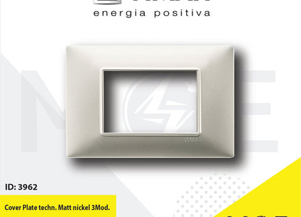 Vimar Plana Cover Plate technopolymer Matt nickel 3module | 14653.21 | بلاك بلاستيك نيكل ناشف