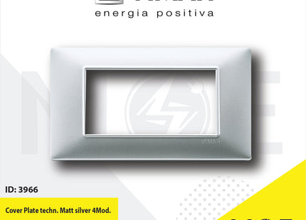 Vimar Plana Cover Plate technopolymer Matt Silver 4module | 14654.2 | بلاك بلاستيك فضي ناشف