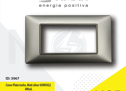 Vimar Plana Cover Plate technopolymer Matt Silver 05MV022 4module | E14654.05MV022 | بلاك بلاستيك فضي ناشف