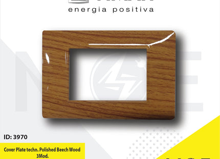 Vimar Plana Cover Plate technopolymer Polished Beech Wood 3module | E14653.09CP163G | بلاك بلاستيك زان لميع