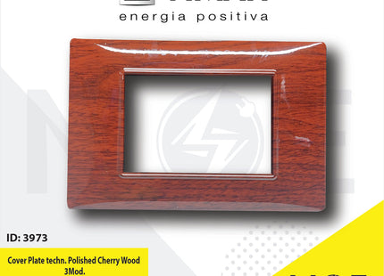 Vimar Plana Cover Plate technopolymer Polished Cherry Wood 3module | E14653.07CP185G | بلاك بلاستيك كرز لميع