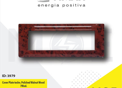 Vimar Plana Cover Plate technopolymer Polished Walnut Wood 7module | E14657.02CP152G | بلاك بلاستيك خشب جوز لميع