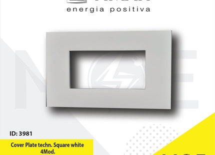 Vimar Plana Cover Plate technopolymer Square White 4module | 14684.01 | بلاك بلاستيك ابيض