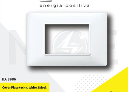 Vimar Plana Cover Plate technopolymer White 3module | 14653.01 | بلاك بلاستيك ابيض