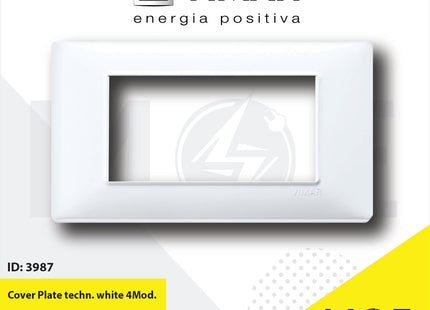 Vimar Plana Cover Plate technopolymer White 4module | 14654.01 | بلاك بلاستيك ابيض