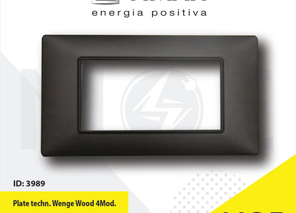 Vimar Plana Plate technopolymer Wenge Wood 4module | E14654.10CP195M | بلاك بلاستيك خشب ونغي