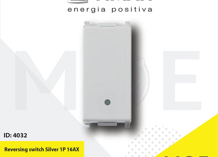 Vimar Plana reversing switch Silver 1P 16AX | 14013.SL | مفتاح تربل دركسيون فضي